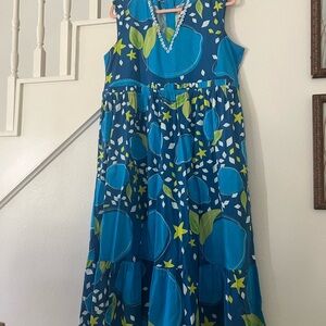 Blue Sleeveless V-Neck Maxi Sundress